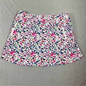 LouKeith XL Floral Athletic Skort Women’s Zip Pockets Stretchy Activewear Skirt